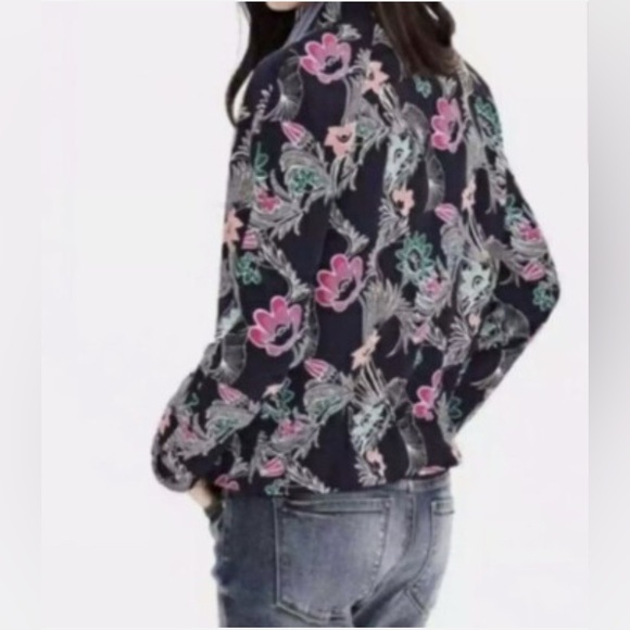 Banana Republic Jackets & Blazers - Banana Republic Floral Bird Print Drape Navy Bomber jacket Coat Women’s Small
